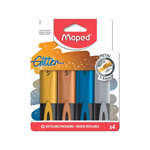 Resaltador metalizado con glitter x4 MAPED