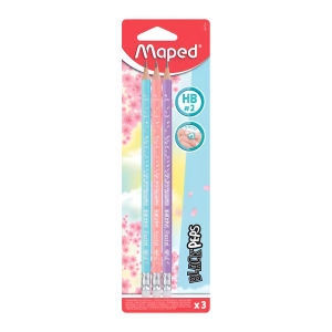 Lapiz grafito cuerpo pastel y goma x3u HB MAPED