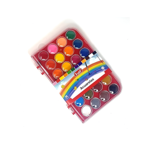 Acuarela escolar x28 pastillas + pincel TRABI