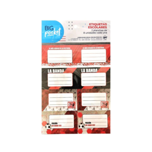 Etiqueta escolar x16u Futbol rojo PPR-BIG LIFE