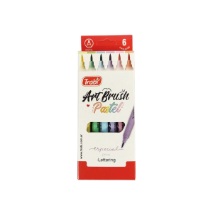 Marcador punta pincel colores pastel x6u TRABI