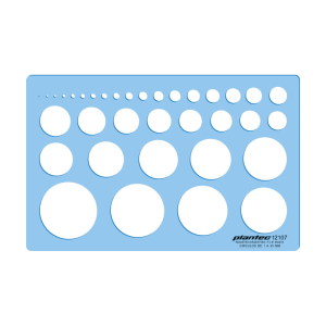 Plantilla inyectada Círculos de 1 a 28 mm, radios polares 2107 PLANTEC