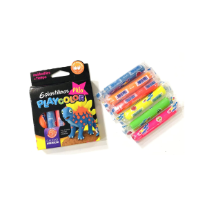 Plastilina escolar surtida fluo x6u PLAYCOLOR