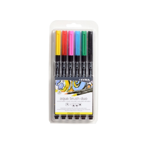 Marcador punta pincel acuarelable doble punta tonos primarios x12u LYRA