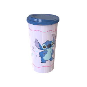 Vaso tapa cafe Stitch lila PPR-BIG LIFE