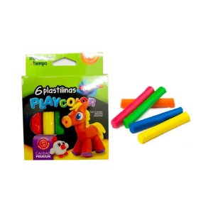 Plastilina escolar surtida x6u PLAYCOLOR